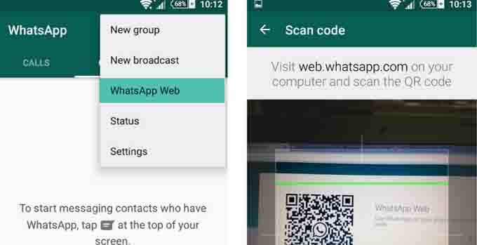 Access whatsapp web qr scan code
